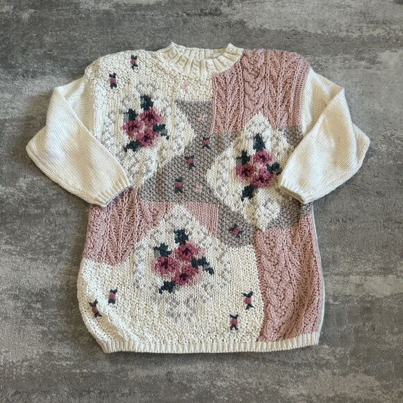 Colleens Collectables Sweater XL Floral Embroidered Cottagecore Granny 90s Tunic - Picture 1 of 14